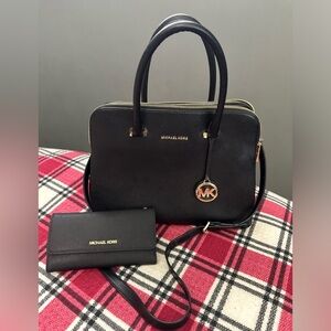 Michael Kors Black Satchel and Wallet Set